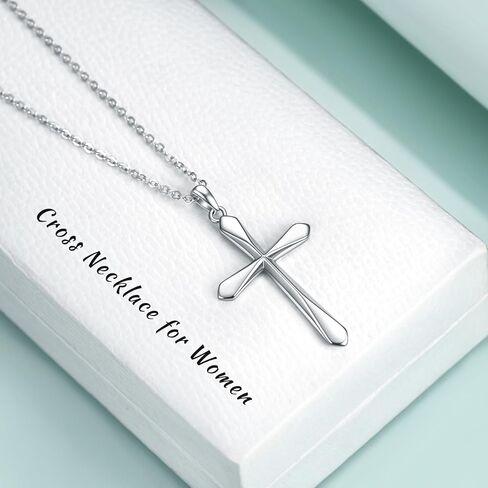 Rnivida 925 Sterling Silver Cross Pendant Necklace, Simple Cross Jewelry Gift for Women in Saudi Arabia