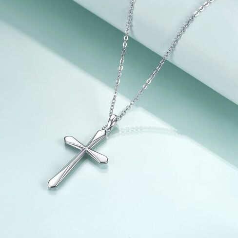 Rnivida 925 Sterling Silver Cross Pendant Necklace, Simple Cross Jewelry Gift for Women in Saudi Arabia