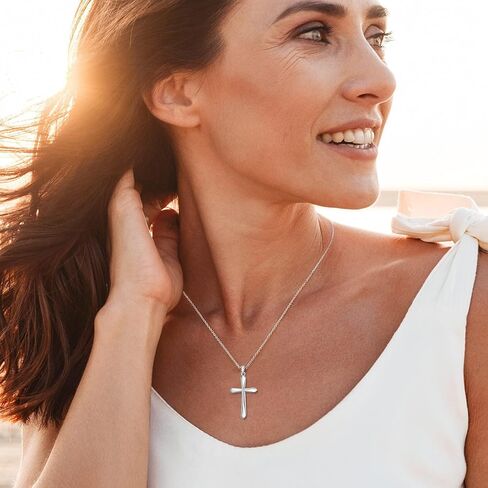 Rnivida 925 Sterling Silver Cross Pendant Necklace, Simple Cross Jewelry Gift for Women in Saudi Arabia