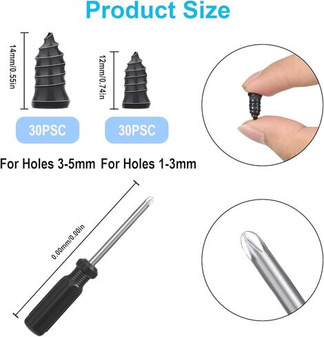 40pieces of tire Repair Rubber Bolts, tire Screw Plug Quick Repair Tool, Vacuum tire Repair kit with Spiral Rubber Bolts, Suitable for Various Types of Vacuum Tires in Saudi Arabia