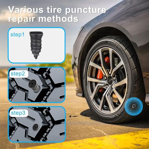 40pieces of tire Repair Rubber Bolts, tire Screw Plug Quick Repair Tool, Vacuum tire Repair kit with Spiral Rubber Bolts, Suitable for Various Types of Vacuum Tires in Saudi Arabia