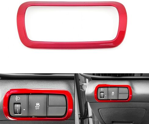 Car Front Light Headlight Switch Button Panel Cover Trim Compatible with Hyundai Elantra CN7 2021-2025 Elantra N Line 2022-2025 Automotive Accessories (Glossy Red Style) in Saudi Arabia