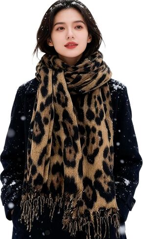 IZUS Fashion Women's Leopard-Winter-Scarf Soft-Cashmere-Feeling Warm-Shawl-Scarves Spring Long Blanket Wraps 27x78in in Saudi Arabia