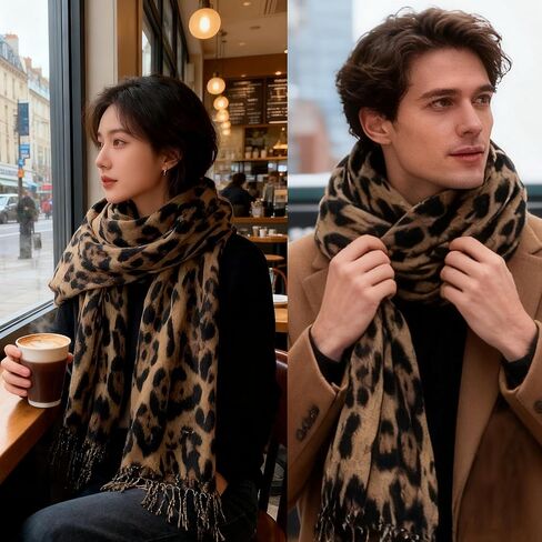IZUS Fashion Women's Leopard-Winter-Scarf Soft-Cashmere-Feeling Warm-Shawl-Scarves Spring Long Blanket Wraps 27x78in in Saudi Arabia