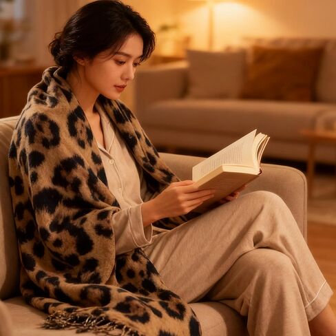 IZUS Fashion Women's Leopard-Winter-Scarf Soft-Cashmere-Feeling Warm-Shawl-Scarves Spring Long Blanket Wraps 27x78in in Saudi Arabia