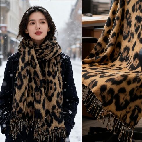 IZUS Fashion Women's Leopard-Winter-Scarf Soft-Cashmere-Feeling Warm-Shawl-Scarves Spring Long Blanket Wraps 27x78in in Saudi Arabia