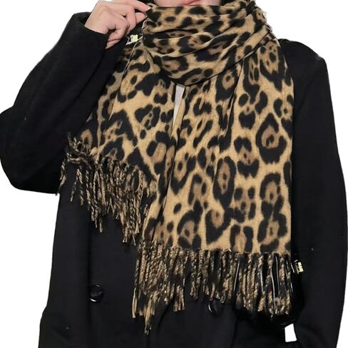 IZUS Fashion Women's Leopard-Winter-Scarf Soft-Cashmere-Feeling Warm-Shawl-Scarves Spring Long Blanket Wraps 27x78in in Saudi Arabia