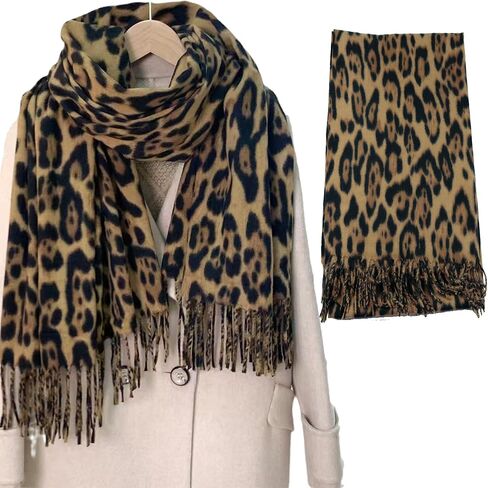 IZUS Fashion Women's Leopard-Winter-Scarf Soft-Cashmere-Feeling Warm-Shawl-Scarves Spring Long Blanket Wraps 27x78in in Saudi Arabia