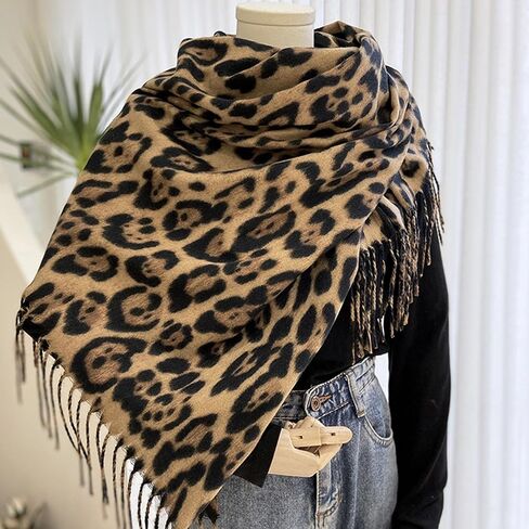 IZUS Fashion Women's Leopard-Winter-Scarf Soft-Cashmere-Feeling Warm-Shawl-Scarves Spring Long Blanket Wraps 27x78in in Saudi Arabia