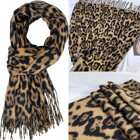 IZUS Fashion Women's Leopard-Winter-Scarf Soft-Cashmere-Feeling Warm-Shawl-Scarves Spring Long Blanket Wraps 27x78in in Saudi Arabia