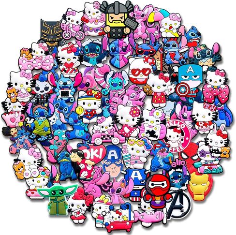 35,50,100 قطعة من حُليات الأحذية اللطيفة لـ Croc، زخرفة الأحذية الكرتونية للأحذية سوار معصمه صنادل تسد هدايا حفلات أعياد الميلاد in Kuwait