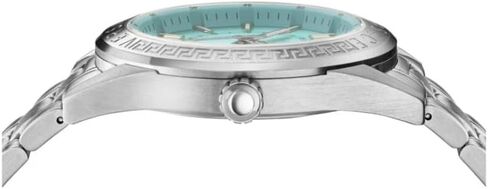 ساعة فيرساتشي V-Code GMT Collection الفاخرة للرجال مع سوار فضي يتميز بهيكل من الفولاذ المقاوم للصدأ وميناء أزرق in Saudi Arabia