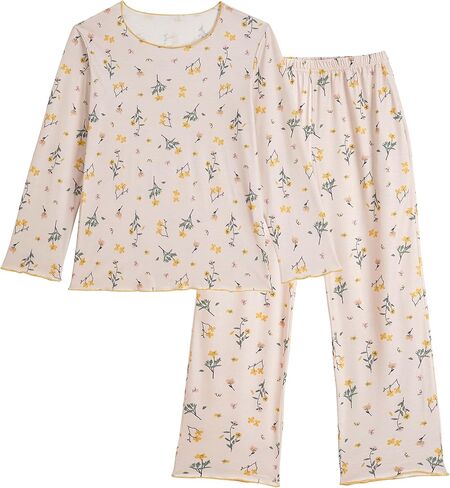 Vopmocld Big Girls Long Sleeve Long Pants Pajama Sets Cute Patterns Jammies Cotton Blend Wavy Sleepwear with Pockets in Saudi Arabia