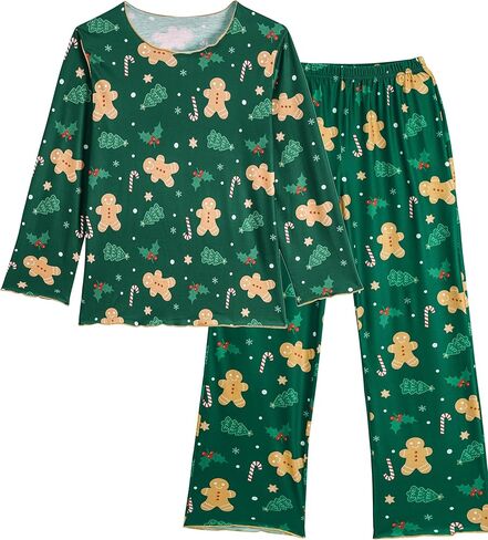 Vopmocld Big Girls Long Sleeve Long Pants Pajama Sets Cute Patterns Jammies Cotton Blend Wavy Sleepwear with Pockets in Saudi Arabia