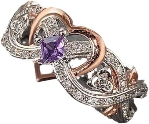 Elegant Infinite Love Ring with Purple Synthetic Amethyst Alloy Material - Perfect Wedding Ring for All Seasons and Special Occasions in Saudi Arabia