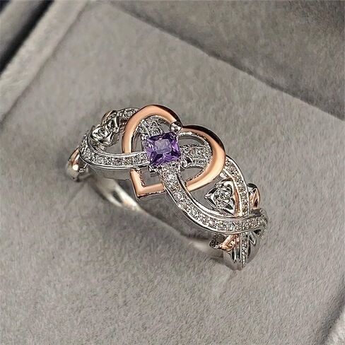 Elegant Infinite Love Ring with Purple Synthetic Amethyst Alloy Material - Perfect Wedding Ring for All Seasons and Special Occasions in Saudi Arabia