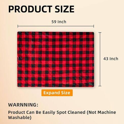 RAINOVA 12V Car Heated Blanket, 59"x 43" Electric Travel Throw with 84.65" Extended Cord, Birthday, Dual-Sided Flannel & Lambswool, Overheat Protection & EMC Certified in Saudi Arabia