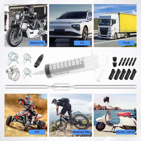 مجموعة نزيف الفرامل، مجموعة نزيف الفرامل للدراجات النارية، تتضمن 100 مل حلقة SY-ringe 50 سم أداة نزف سائل زيت خرطوم للدراجات النارية والسيارات وصيانة إصلاح نظام الفرامل in Kuwait