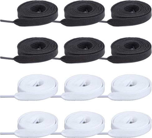 12 Pair Flat Shoe Laces for Sneakers, 47'' Long 5/16" Wide Athletic Shoelaces Running Shoes Running Shoes Boot Strings Replacement Shoe Lace Classic Black White Laces for Women Men in Saudi Arabia