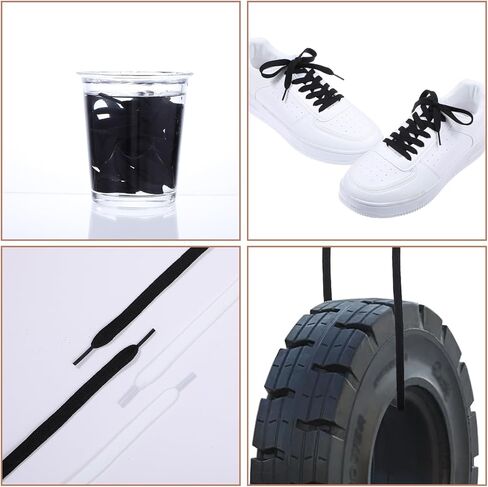 12 Pair Flat Shoe Laces for Sneakers, 47'' Long 5/16" Wide Athletic Shoelaces Running Shoes Running Shoes Boot Strings Replacement Shoe Lace Classic Black White Laces for Women Men in Saudi Arabia