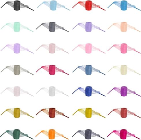 Homaisson 28 Pairs Silk Ribbon Shoe Laces - Chiffon Ribbon Shoelaces, Decorative Flat Princess Style, 28 Colors 47 in Organza Laces for Sneakers, Boots, Bag Ornaments, DIY, Present Wrapping in Saudi Arabia