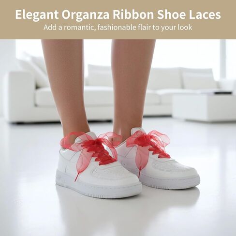 Homaisson 28 Pairs Silk Ribbon Shoe Laces - Chiffon Ribbon Shoelaces, Decorative Flat Princess Style, 28 Colors 47 in Organza Laces for Sneakers, Boots, Bag Ornaments, DIY, Present Wrapping in Saudi Arabia