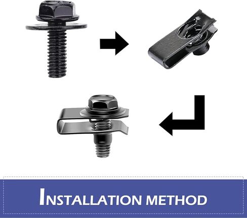 10 Sets M6-1.0 Automotive Body Bolts & U-Nut Clips, Metal Rust-Resistant U Retainer, Universal Car Fasteners for Hood, Bumper, Fender, Heavy Duty Auto Body Repair Hardware (Black) in Saudi Arabia