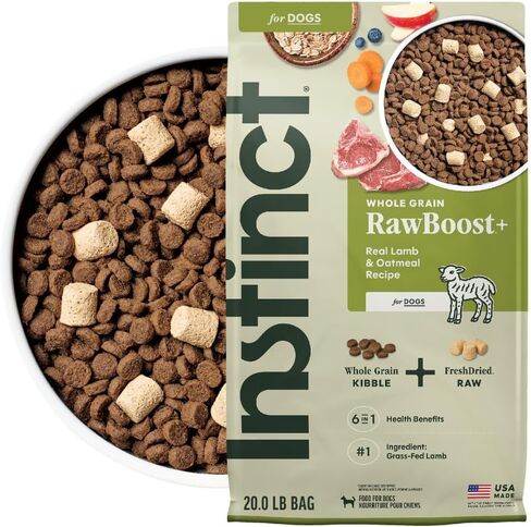 Instinct Raw Boost، طعام الكلاب الجاف الطبيعي مع قطع مجففة بالتجميد، نسبة عالية من البروتين، وصفة الحبوب الكاملة - الدجاج الحقيقي والأرز البني، كيس 20 رطل in Kuwait