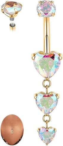 PEAKLINK Dangly Belly Button Ring 14G Belly Jewelry Titanium Internally Threaded Navel Belly Piercing Curved Navel Barbell Navel Ring 10mm in Saudi Arabia