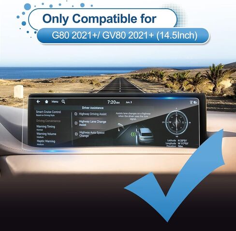 واقي شاشة Genesis GV80 2022 2023 2024، لواقي شاشة Genesis G80 2021-2024، زجاج مقسى 9H 2023 2024 ملحقات Genesis GV80/G80 واقي شفاف عالي الدقة 14.5 بوصة - فائق الدقة in Saudi Arabia