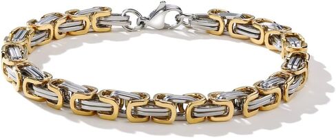 Rockyu Men's Bracelet, Gold, Black, Silver, Chain Bracelet, Thick, Nascan Bangle, Attachment Style, Stainless Steel, Hypoallergenic, Cool, Hip Hop, Party, Accessory, Boyfriend, Gift in Kuwait