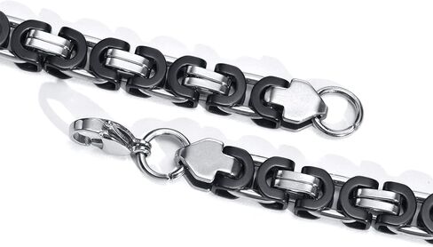 MPRAINBOW Flat Byzantine Bracelet Necklace Sets - Punk Cool Link Chain Bracelet & Necklace,316L Stainless Steel 6/8/10/11mm Width 24 inch Length Chain for Men Women,Hip Hop Jewelry in Saudi Arabia