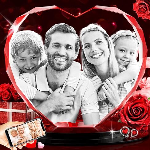 صورة كريستال ثلاثية الأبعاد، هدية شخصية لعيد الحب للنساء، الزوجة، لها، له، صديقة، أم، صديق، صورة كريستال ثلاثية الأبعاد منقوشة على شكل قلب من الزجاج، هدايا عيد ميلاد مخصصة للأزواج في الذكرى السنوية in Saudi Arabia