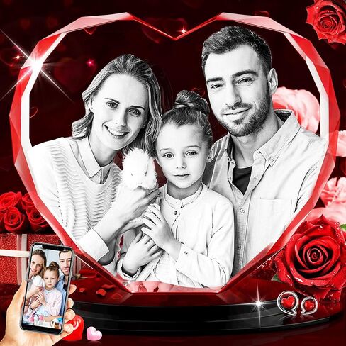 صورة كريستال ثلاثية الأبعاد، هدية شخصية لعيد الحب للنساء، الزوجة، لها، له، صديقة، أم، صديق، صورة كريستال ثلاثية الأبعاد منقوشة على شكل قلب من الزجاج، هدايا عيد ميلاد مخصصة للأزواج في الذكرى السنوية in Saudi Arabia