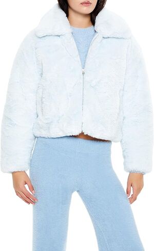 Forever 21 womens Faux Fur Zip-up Coat in Saudi Arabia
