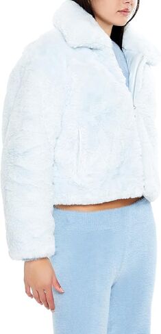 Forever 21 womens Faux Fur Zip-up Coat in Saudi Arabia