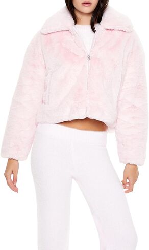 Forever 21 womens Faux Fur Zip-up Coat in Saudi Arabia