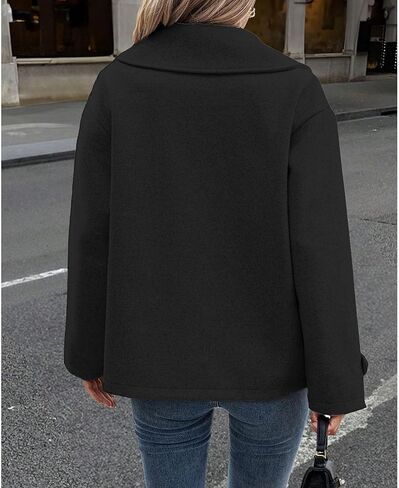 ECDAHICC Womens Wool Blend Lapel Coat Fall Winter Pea Coat Double Breasted Blazer Jackets Fashion Coat in Saudi Arabia
