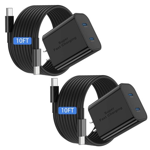 2Pack 45W Super Fast Charger with USB C Cable 10ft, Type C Wall Charging Block Adapter and Android Phone Charger Cord Long for Samsung Galaxy S23 Ultra/S23/S23+/S22/S22+/S22 Plus/S21/Note 20/Note10+ in Saudi Arabia