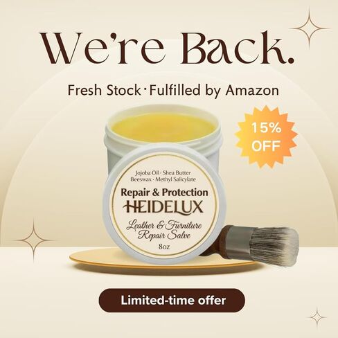 Leather Restoration Cream - Repairs Scratches, Scuffs, Fading & Worn Spots - with Shea Butter, Jojoba, Avocado & Beeswax - Fast-Drying, Non-Staining, No Sticky - Residue Care Kit (1pc) in Saudi Arabia