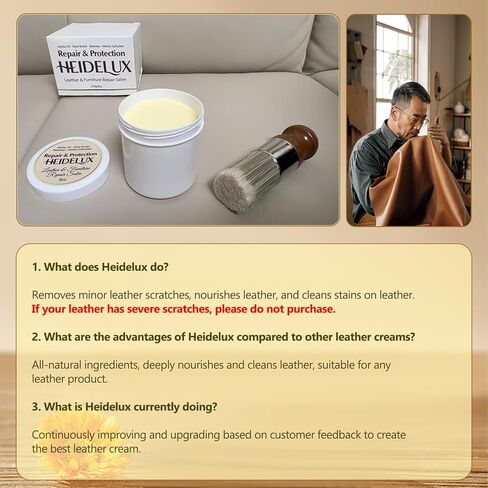 Leather Restoration Cream - Repairs Scratches, Scuffs, Fading & Worn Spots - with Shea Butter, Jojoba, Avocado & Beeswax - Fast-Drying, Non-Staining, No Sticky - Residue Care Kit (1pc) in Saudi Arabia