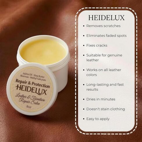 Leather Restoration Cream - Repairs Scratches, Scuffs, Fading & Worn Spots - with Shea Butter, Jojoba, Avocado & Beeswax - Fast-Drying, Non-Staining, No Sticky - Residue Care Kit (1pc) in Saudi Arabia