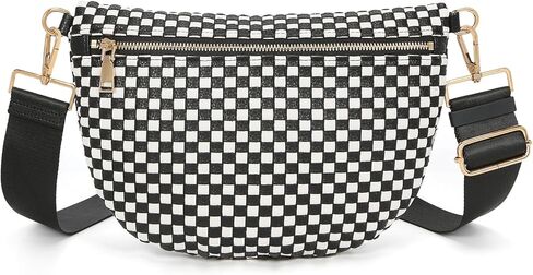 YFGBCX Woven Crossbody Bags for Women Bum Bag Checkered Sling Bag Faux Leather Crossbody Purse in Saudi Arabia