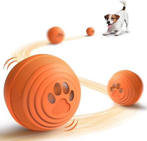 Interactive Dog Ball, Interactive Dog Toy for Small Dogs, 4 Interactive Modes, Automatic Moving, Rotating & Bouncing, Built-in Anti-mistouch Switch, Dogs Toy to Keep Them Busy, Orange Ball+ Blue Shell in Kuwait