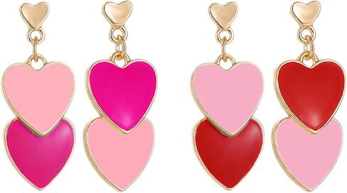 Valentines Day Earrings Pink Heart Earrings for Women Hot Pink Stud Earrings Love Heart Drop Dangle Earrings for Teen Girls Valentines Gift 2024 in Saudi Arabia