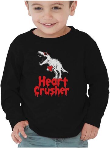 Tstars Kids Dinosaur Valentine Long Sleeve Shirt Funny Dino Heart Design Tee for Toddler Boys and Girls in Saudi Arabia