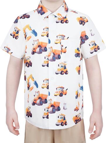 Boys Hawaiian Short Sleeve Button Down Shirt, for Toddler, Size 3T 4T 5 6 7 9 10 11 12 13 14 15 in Kuwait