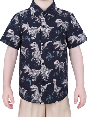 قميص هاواي للأولاد بأكمام قصيرة وأزرار سفلية، مقاس 3T 4T 5 6 7 9 10 11 12 13 14 15 in Kuwait