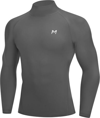 Moozava Mens Compression Shirts Long Sleeve Mock Turtleneck Quick Dry Undershirts Athletic Workout Running Base Layer Top SPF in Saudi Arabia