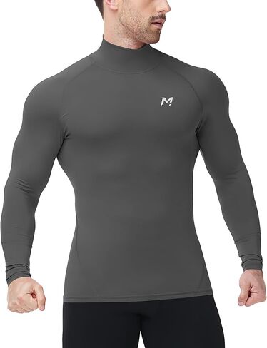 Moozava Mens Compression Shirts Long Sleeve Mock Turtleneck Quick Dry Undershirts Athletic Workout Running Base Layer Top SPF in Saudi Arabia